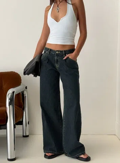 Princess Polly Supercut Low Rise Baggy Pleat Jeans Grunge Wash