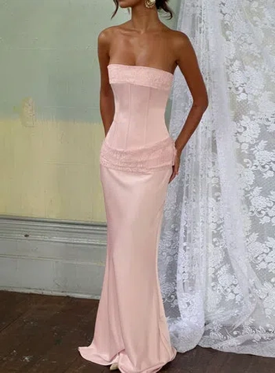 Princess Polly Sura Strapless Lace Detail Maxi Dress In Pink