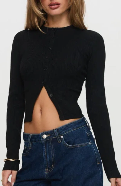 Princess Polly Suzu Rib Cardigan In Black
