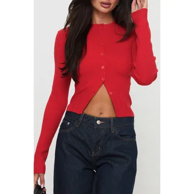 Princess Polly Suzu Rib Cardigan In Red