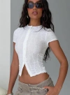 Princess Polly Suzu Textured Button-up Top In White
