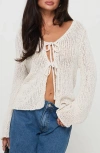 Princess Polly Swain Tie Front Cardigan In White
