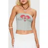 Princess Polly Swan Song Strapless Crop Top In Gray
