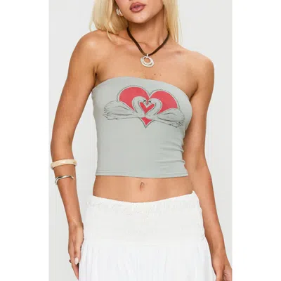 Princess Polly Swan Song Strapless Crop Top In Gray