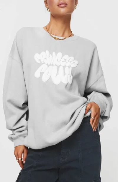 Princess Polly Sweatshirt In Grey/cloud White