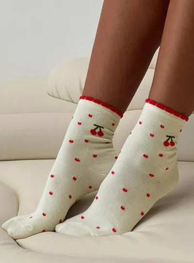 Princess Polly Sweet Cherries Socks In White