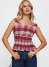 Princess Polly Sweet Honey Frill Top In Pink Check