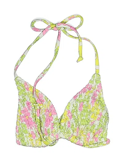 Pre-owned Princess Polly Swimsuit Top Green Floral Pattern Swimwear