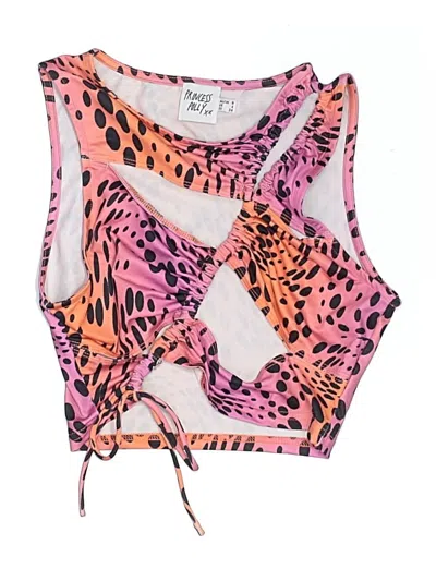 Pre-owned Princess Polly Swimsuit Top Pink Animal Print Pattern Swimwear