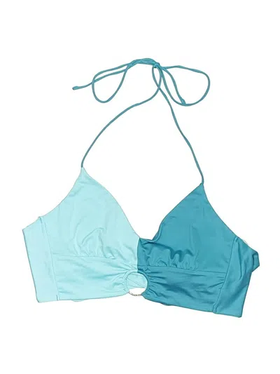 Princess Polly Swimsuit Top Teal Color Block Pattern Swimwear In Blue