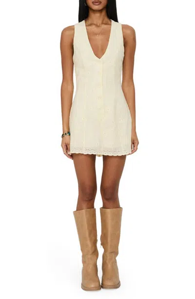Princess Polly Sylvara Textured Button Up Romper In Yellow