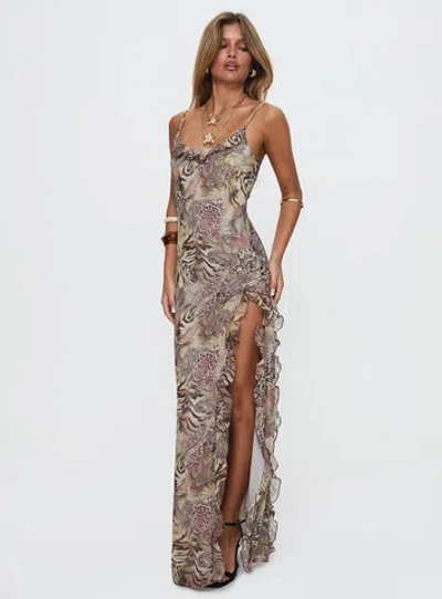 Princess Polly Sympathize Frill Maxi Split Dress In Multi