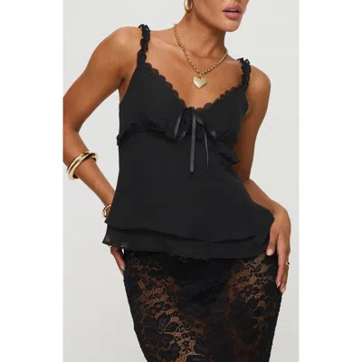 Princess Polly Taini Ruffle Chiffon Camisole In Black