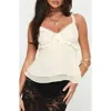 Princess Polly Taini Ruffle Chiffon Camisole In Light Beige