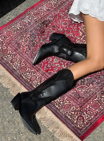 Princess Polly Takes You Far Cowboy Boot In Black