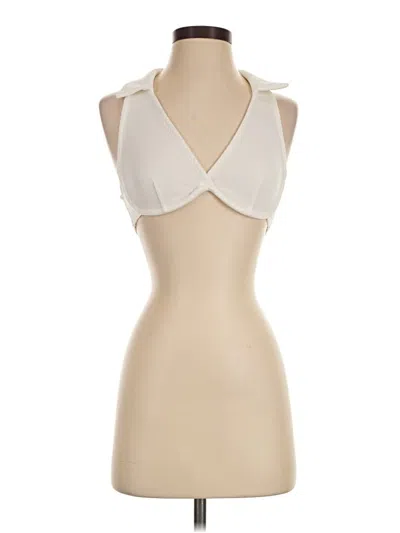 Pre-owned Princess Polly Tank Top Ivory Plunge Neckline Tops