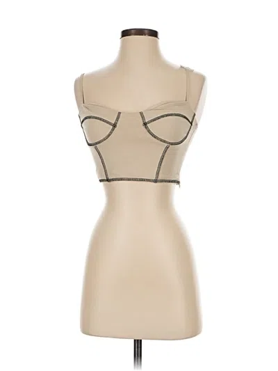 Pre-owned Princess Polly Tank Top Tan Strapless Neckline Tops In Brown