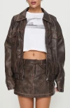 Princess Polly Tanza Faux Leather Jacket In Brown/red