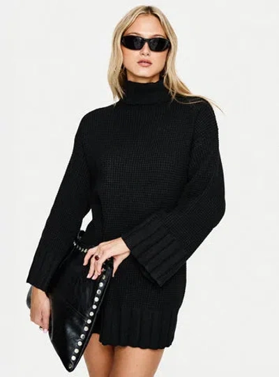 Princess Polly Tarin Long Sleeve Knit Mini Dress In Black