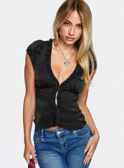 Princess Polly Tatianna Frill Blouse Top In Black