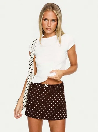 Princess Polly Tejano Bow Front Mini Skirt In Brown