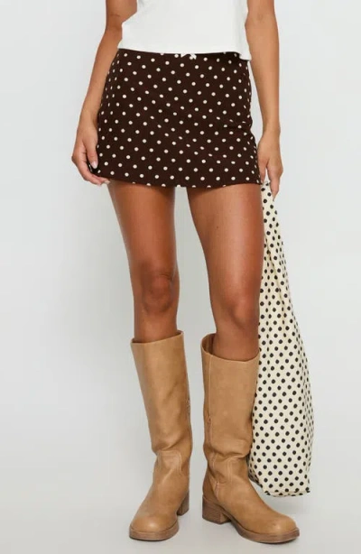 Princess Polly Tejano Polka Dot Miniskirt In Brown