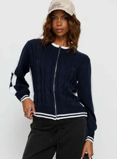 Princess Polly Tevyn Cable Knit Zip Through Knit Sweater