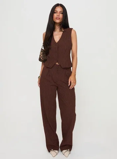 Princess Polly That Sweet Set In Brown Pinstripe
