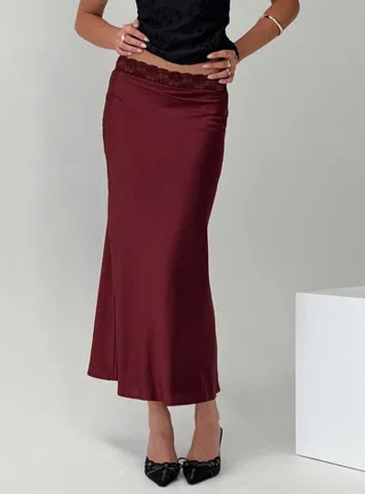 Princess Polly The Charmaine Maxi Skirt In Burgundy