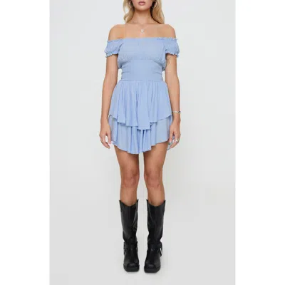 Princess Polly The Love Galore Off The Shoulder Romper In Blue