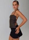 Princess Polly The Player Backless Tie Neck Top In Gold / Black Stripe