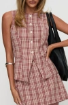 Princess Polly Theodosia Check Cutaway Vest In Multi