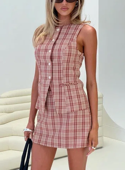 Princess Polly Theodosia Mini Skirt In Red Check