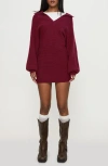 Princess Polly Thorelle Oversize Long Sleeve Sweater Minidress In Burgundy