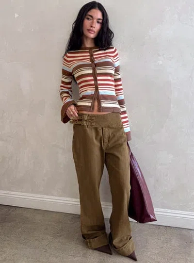 Princess Polly Thrill Ride Mid Rise Flare Jeans Washed Brown