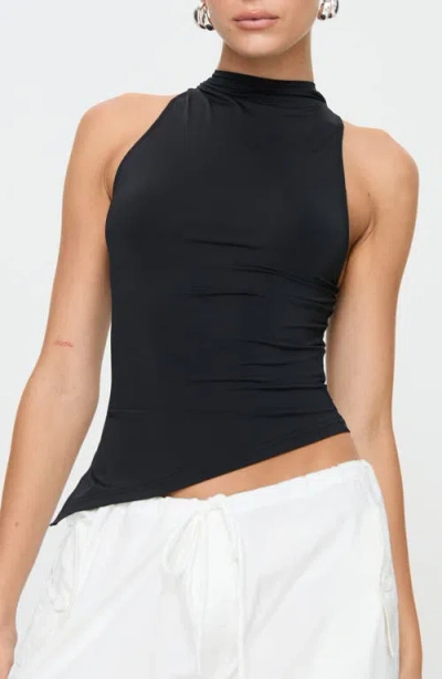Princess Polly Till Next Time Twist Back Asymmetric Tank Top In Black
