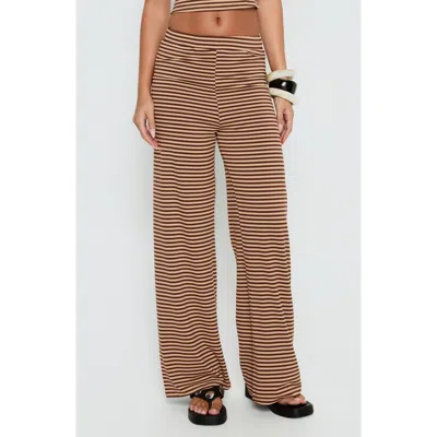 Princess Polly Timora Striped Wide Leg Pants In Brown