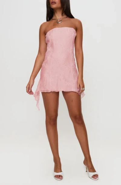 Princess Polly Tomika Floral Jacquard Strapless Minidress In Pink