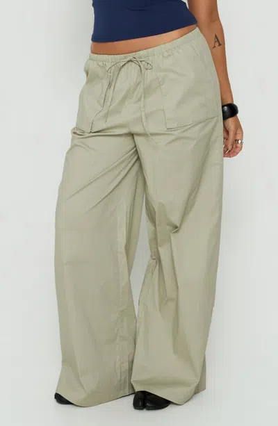 Princess Polly Toren Mid Rise Wide Leg Pants In Green