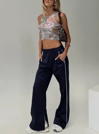 Princess Polly Travalta Satin Track Pant In Navy