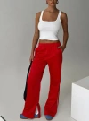 Princess Polly Travalta Satin Track Pant In Red