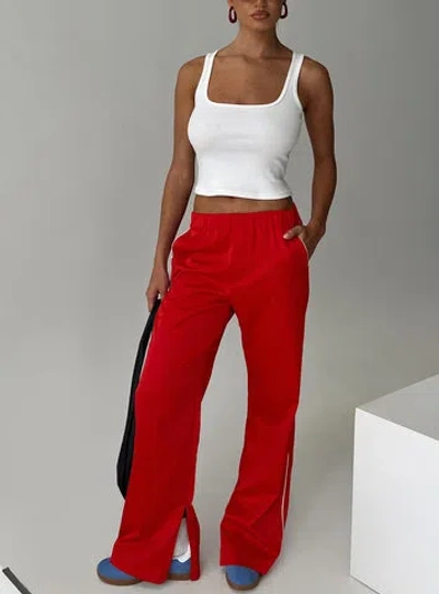 Princess Polly Travalta Satin Track Pant In Red