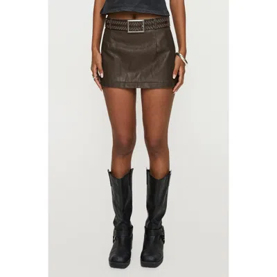 Princess Polly Traverse Belted Faux Leather Miniskirt
