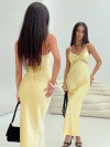 Princess Polly Treasure Lace Inset Bias Cut Satin Slipdress In Lemon
