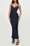 Princess Polly Treasure Bias Cut Maxi Dress In Navy