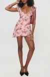 Princess Polly Trigg Blurred Floral Mesh Minidress In Pink
