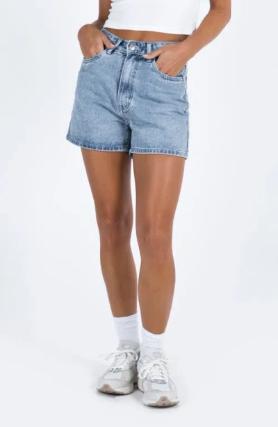 Princess Polly Tropicana High Waist Denim Shorts In Blue