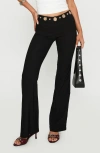 Princess Polly True Grit Grommet Trim Flare Pants In Black