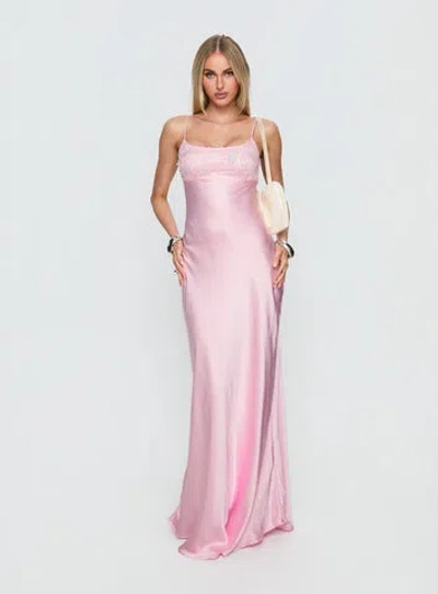 Princess Polly Truth Hurts Ruched Backless Maxi Dress In Pink