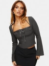 Princess Polly Trynia Long Sleeve Top In Grey